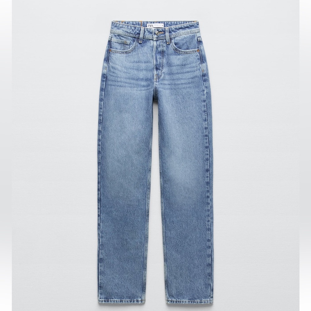 Zara Z1975 High Rise Straight Jeans